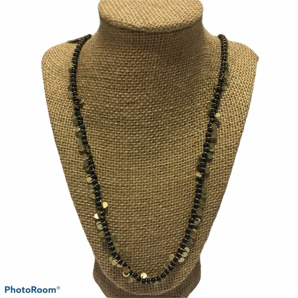 NWT vclm envie necklace Long Gold Disc coin beaded